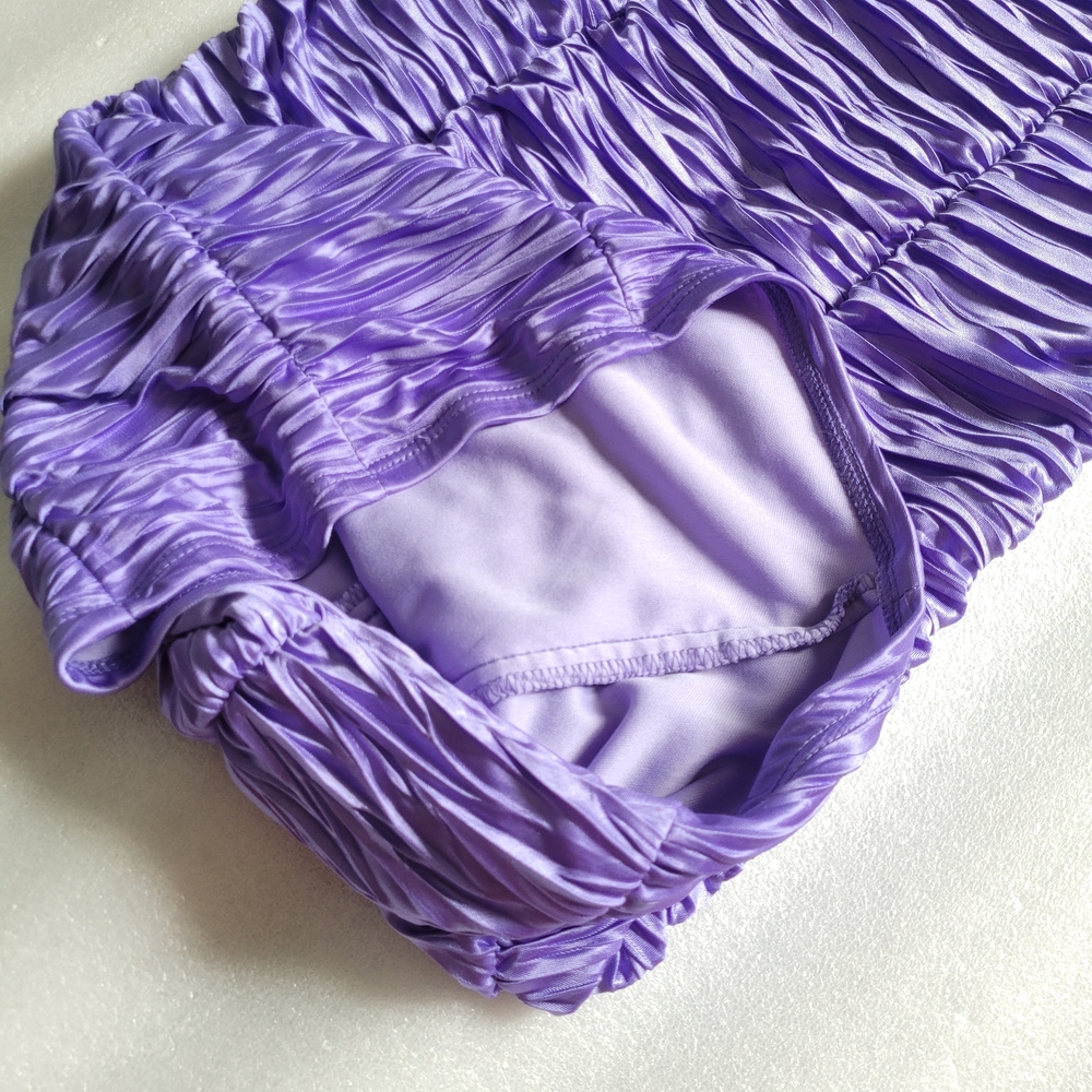 Vintage Y2K Le Chateau Ruched Bodycon Dress McBling Rhinestones Purple Small - Picture 9 of 14